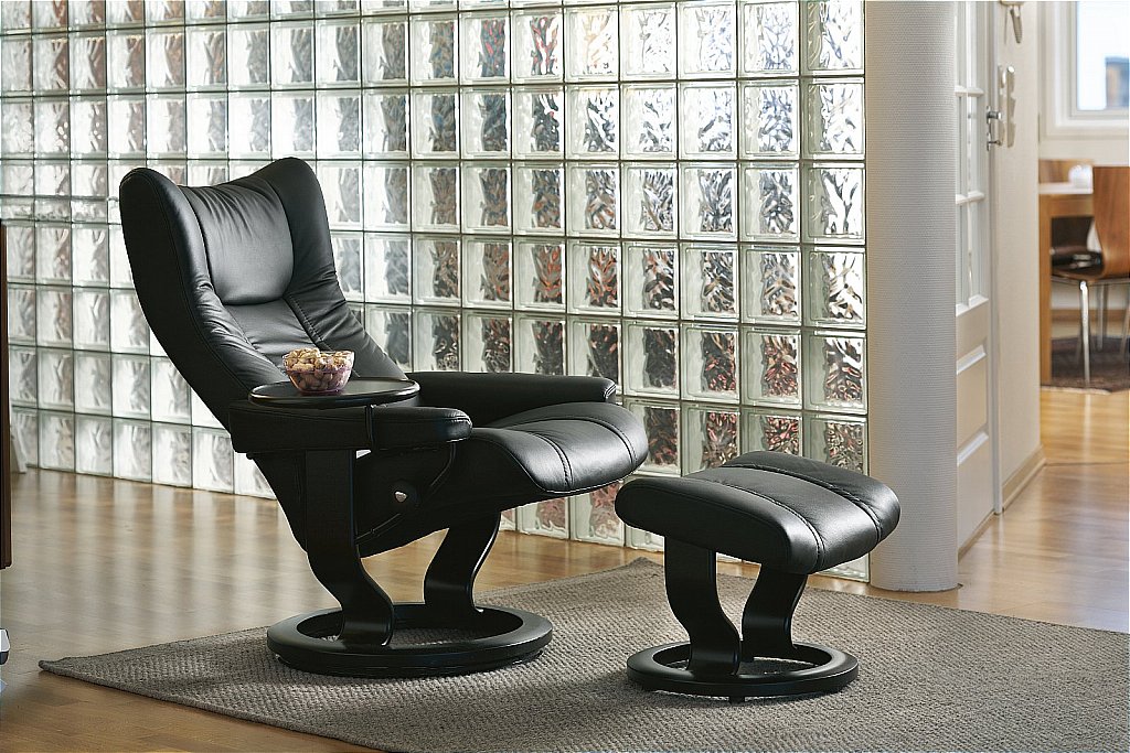 stressless wing chair and stool