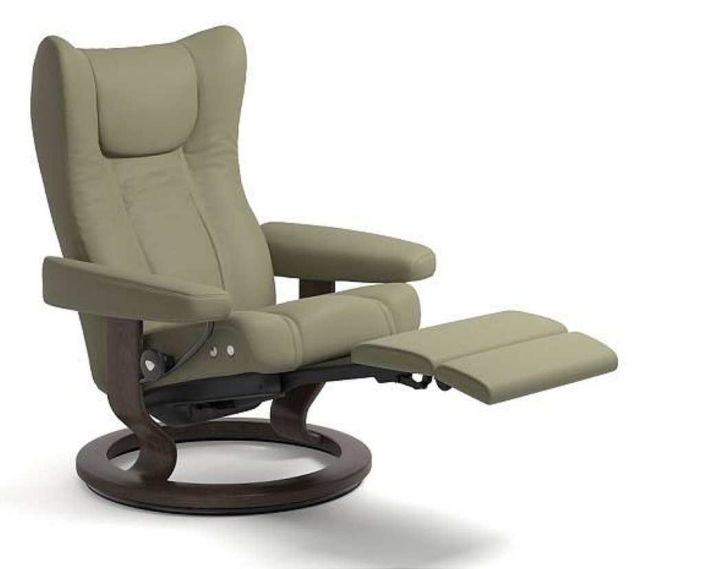 stressless wing leather recliner with leg comfort