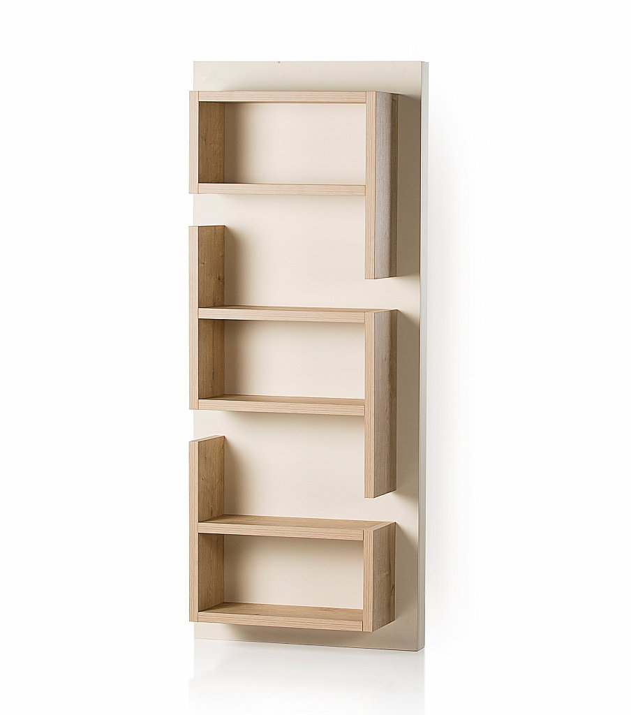 UK-CF - Fusion Vertical Shelf Unit in Oak and Cream UK-CF - Fusion Vertical Shelf Unit in Oak and Cream