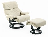 Spirit Recliner Chair: Chair and Stool<br />There are several types of leather and wood to choose  ...click for more