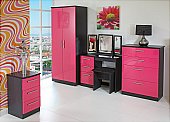 Knightsbridge Bedroom Pink-Black: Available in 55 colour combinations.<br />Choice of 11 gloss -DOOR/DRAWER-  ...click for more
