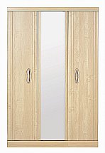 Vale Furnishers - Banbury Three Door Short Mirrored Wardrobe