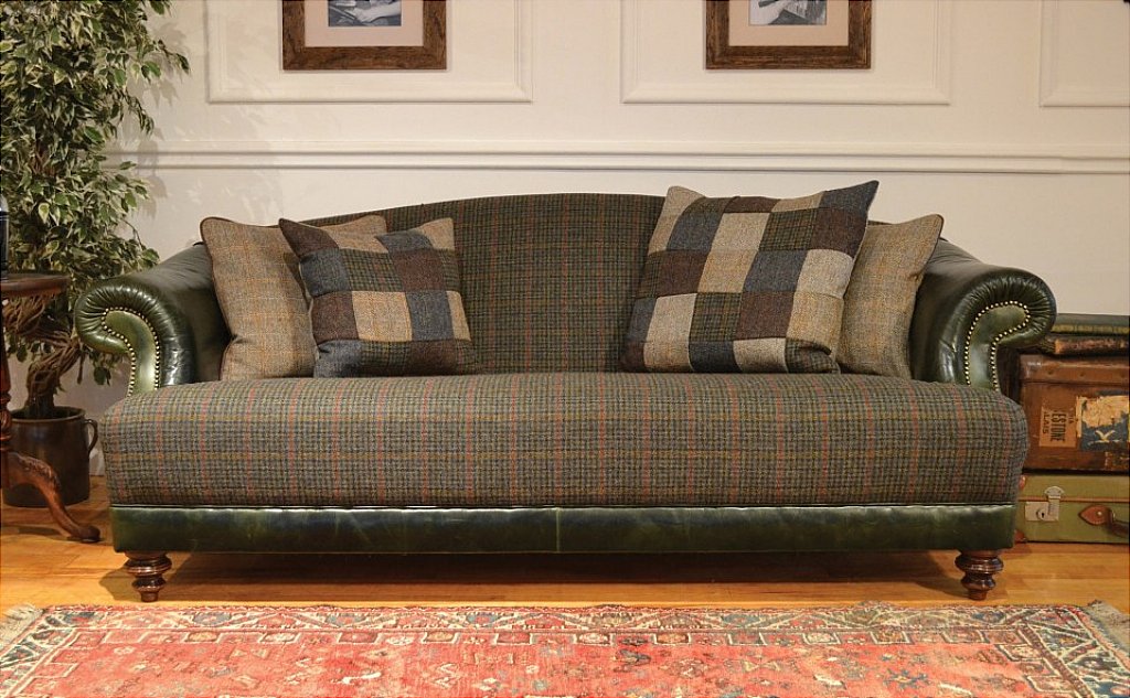 Tetrad Harris Tweed Taransay Leather Sofa