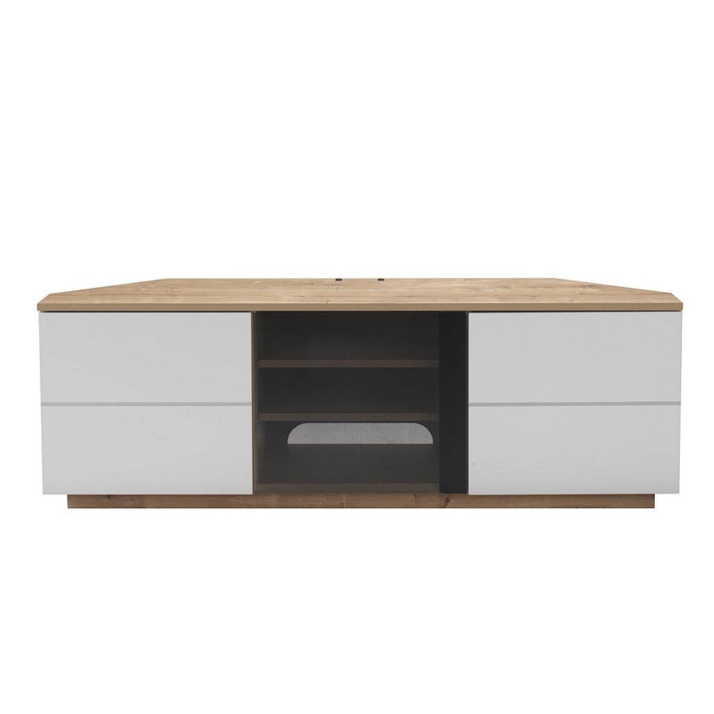 Milan Corner Tv Stand In Oak And White