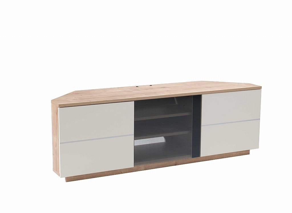 Milan Corner Tv Stand In Oak And Cream