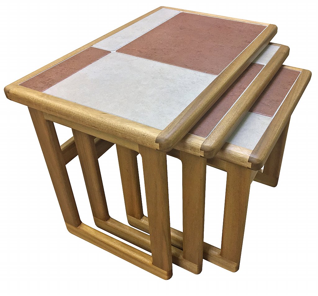 Brick White Small Nest of Tables