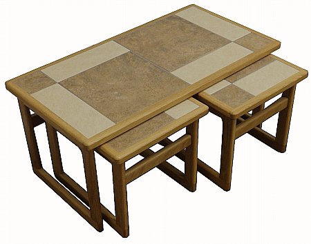 Anbercraft - Mocha Tiled Top Lounge Nest of Tables