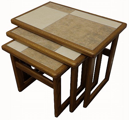Anbercraft - Mocha Tiled Top Small Nest of Tables