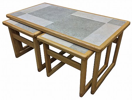 Anbercraft - Slate White Lounge Nest of Tables