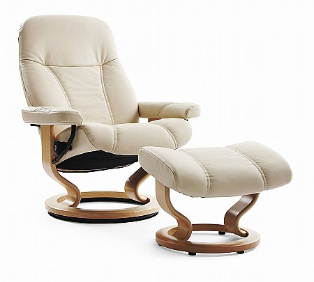 Stressless - Consul Large Swivel Chair and Footstool Classic Base