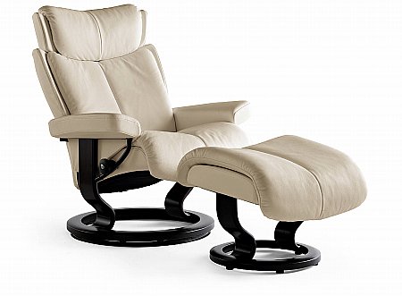 Stressless - Magic Large Swivel Chair and Footstool Classic Base