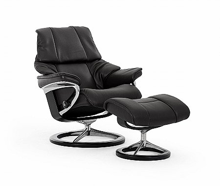 Stressless - Reno Large Swivel Chair and Footstool Signature Base