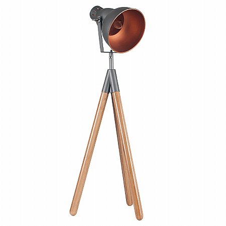 Webb House - Larkin Film Table Lamp in Grey Metal and Natural Wood