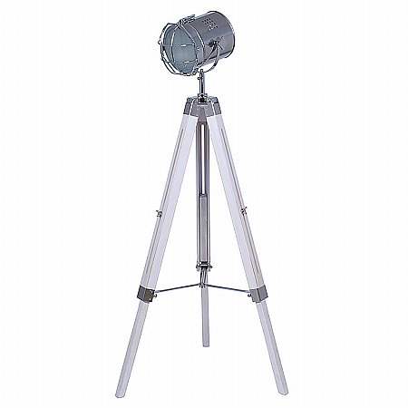 Webb House - Capstan Floor Lamp in White Wash and Silver Metal