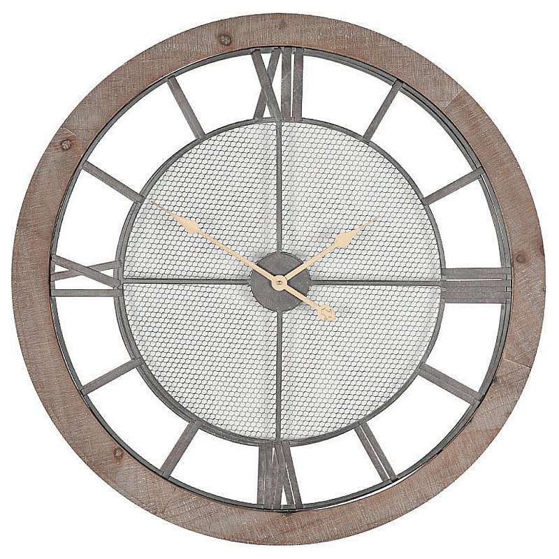 Webb House - Natural Wood and Metal Round Wall Clock