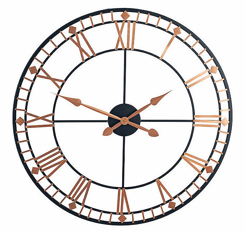 Webb House - Antique Black and Rose Gold Round Metal Wall Clock