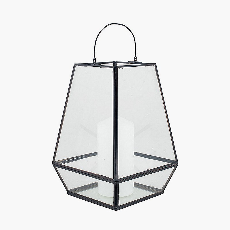 Webb House - Geo Matt Black Metal and Glass Lantern