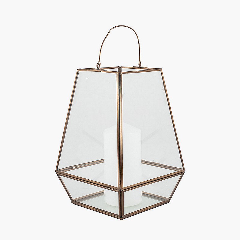 Webb House - Geo Antique Brass and Glass Lantern