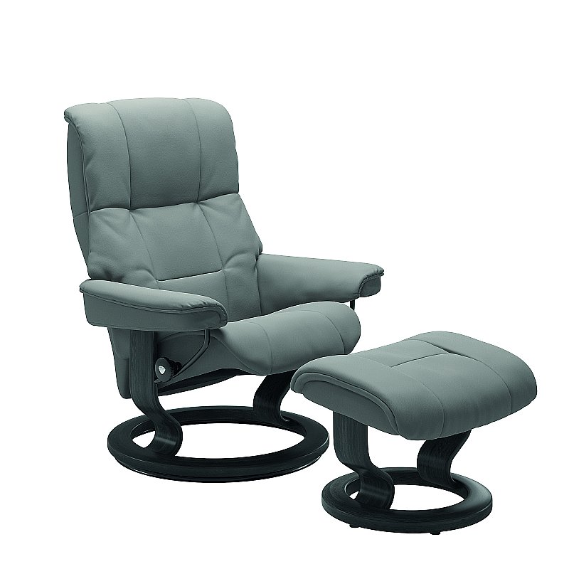 Stressless - Mayfair Quick Ship Medium Recliner and Footstool on Classic Base