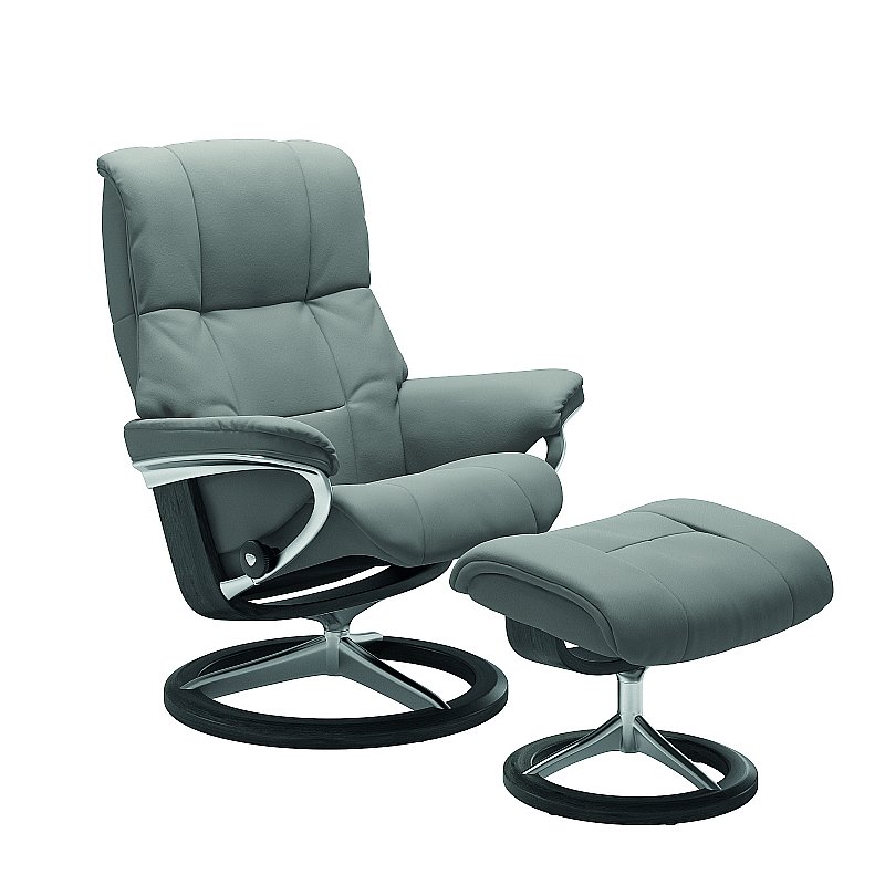 Stressless - Mayfair Quick Ship Medium Recliner and Footstool on Signature Base